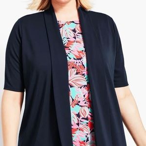 NWT Talbots Size 3X Black Elbow Sleeve Flyaway Knit Jersey  Cardigan